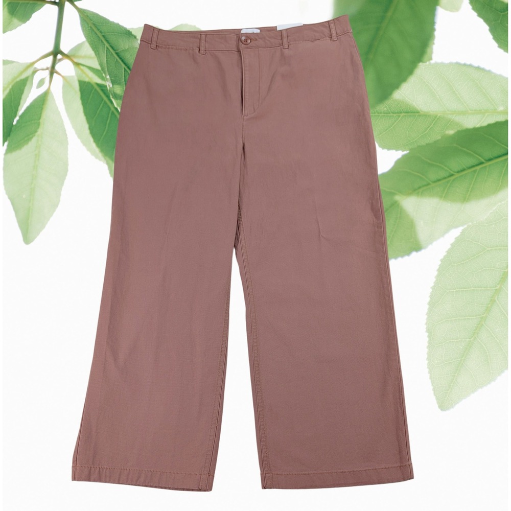 Old Navy Sz 14 Women stretch Dusty Rose Wide Leg Cropped Pants Linen Optic